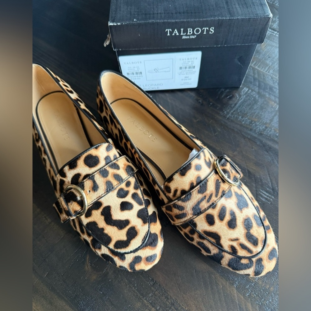 Talbots Ryan Buckle Loafers – Light Leopard Print – Size 9M
